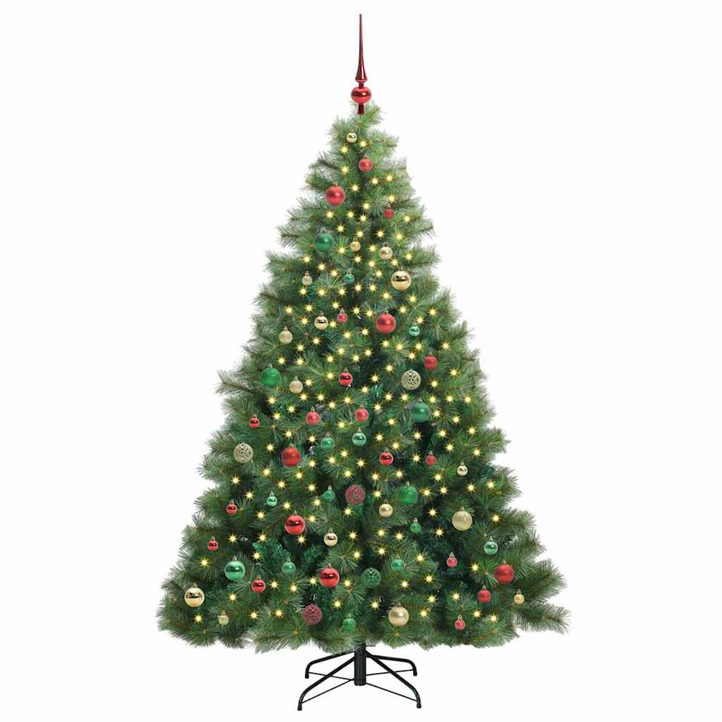 Kunstig juletre med 300 LED med stativ grønn 210 cm PE og PVC