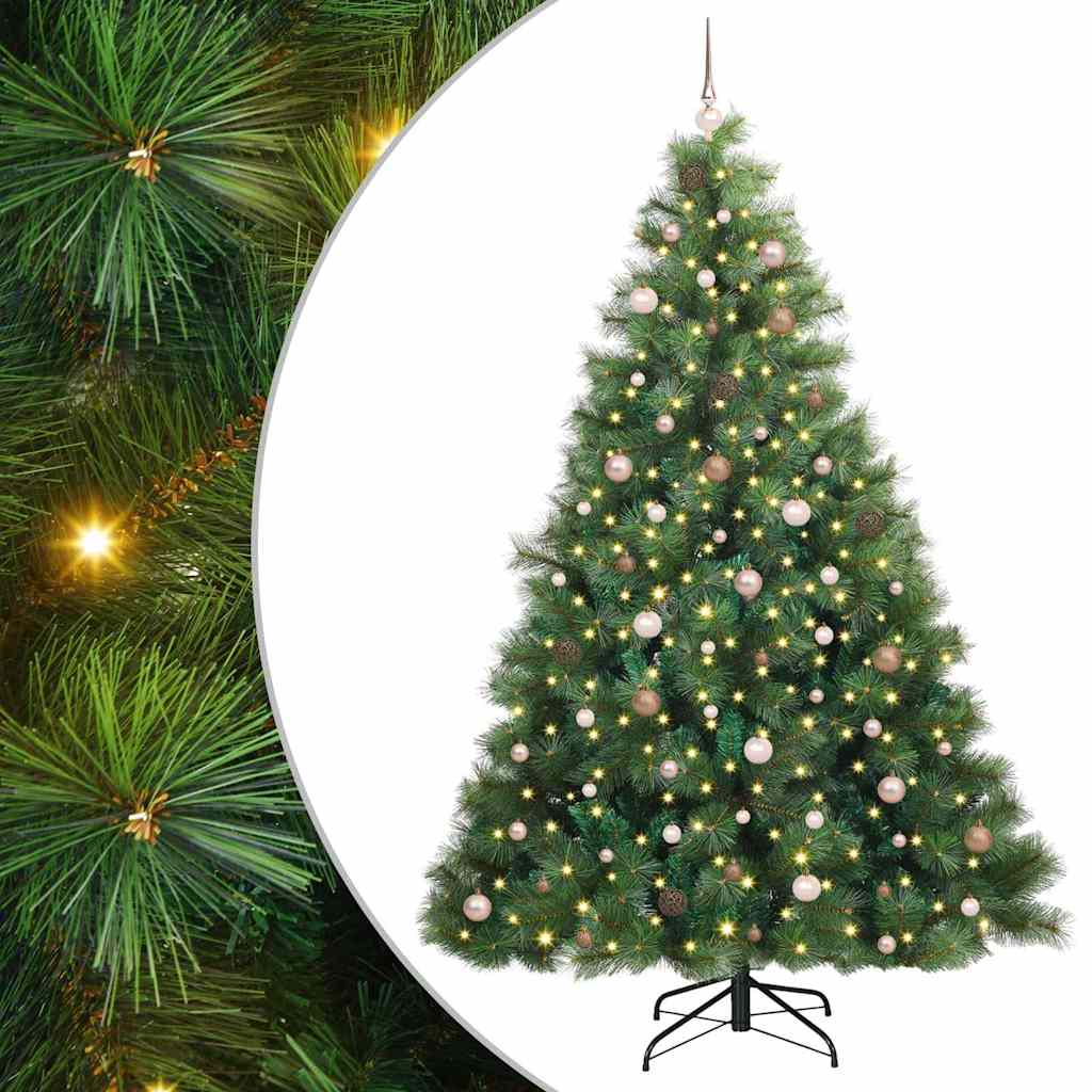 Kunstig juletre med 300 LED med stativ grønn 240 cm PE og PVC