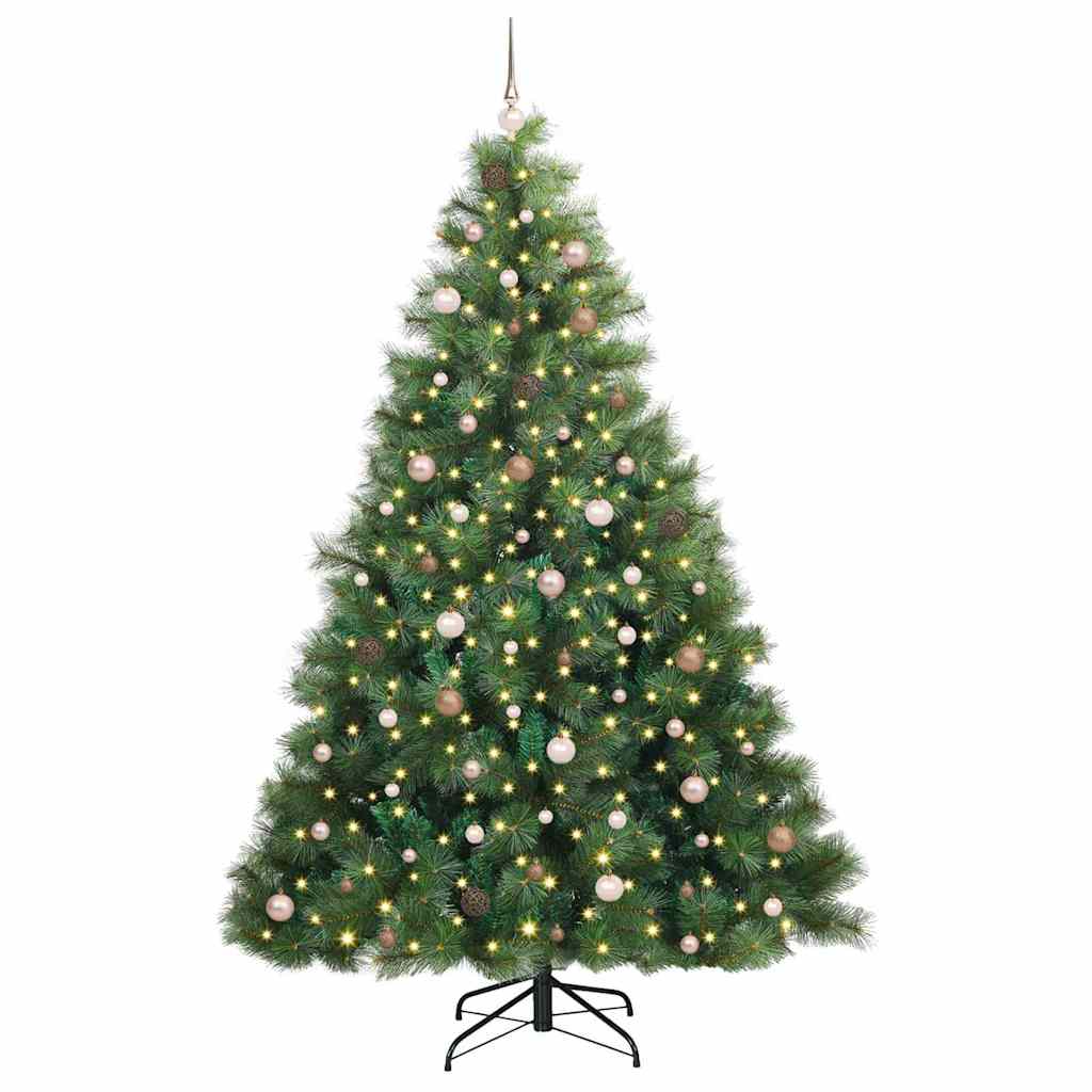 Kunstig juletre med 300 LED med stativ grønn 240 cm PE og PVC