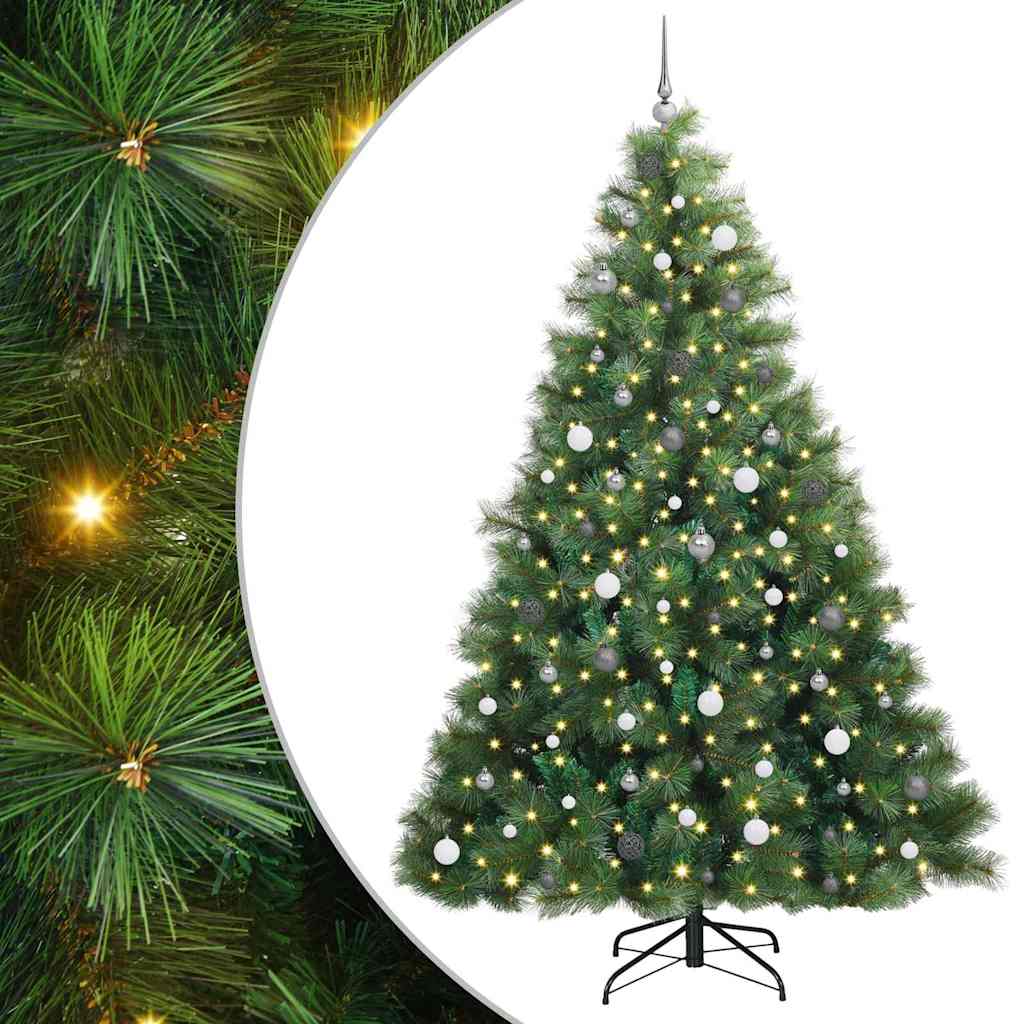 Kunstig juletre med 300 LED med stativ grønn 240 cm PE og PVC