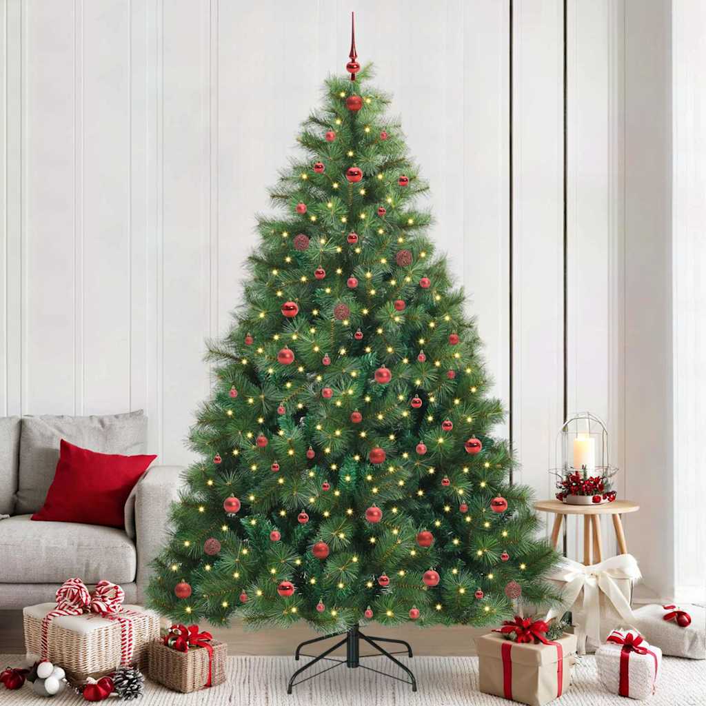 Kunstig juletre med 300 LED med stativ grønn 240 cm PE og PVC
