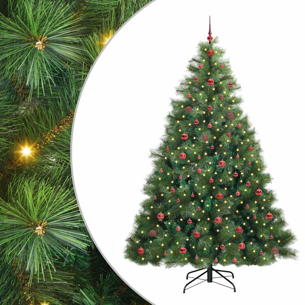 Kunstig juletre med 300 LED med stativ grønn 240 cm PE og PVC