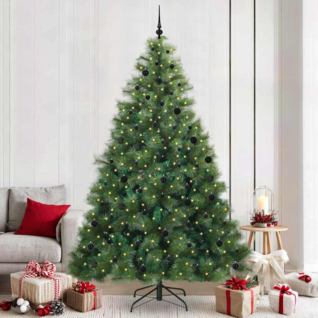 Kunstig juletre med 300 LED med stativ grønn 240 cm PE og PVC