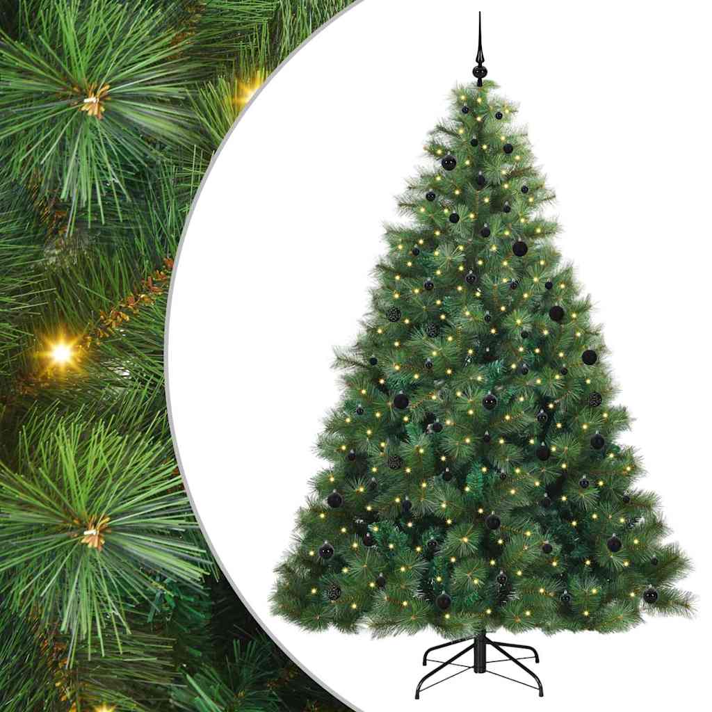 Kunstig juletre med 300 LED med stativ grønn 240 cm PE og PVC