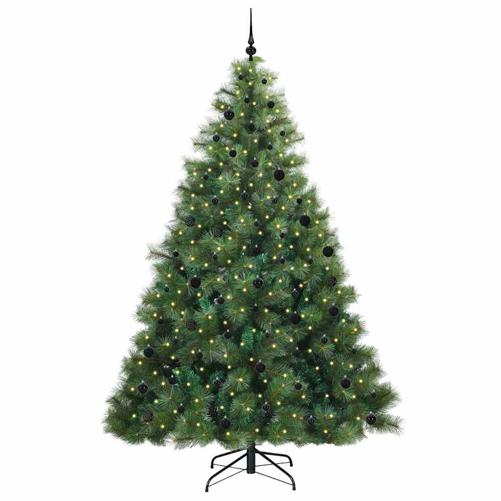Kunstig juletre med 300 LED med stativ grønn 240 cm PE og PVC