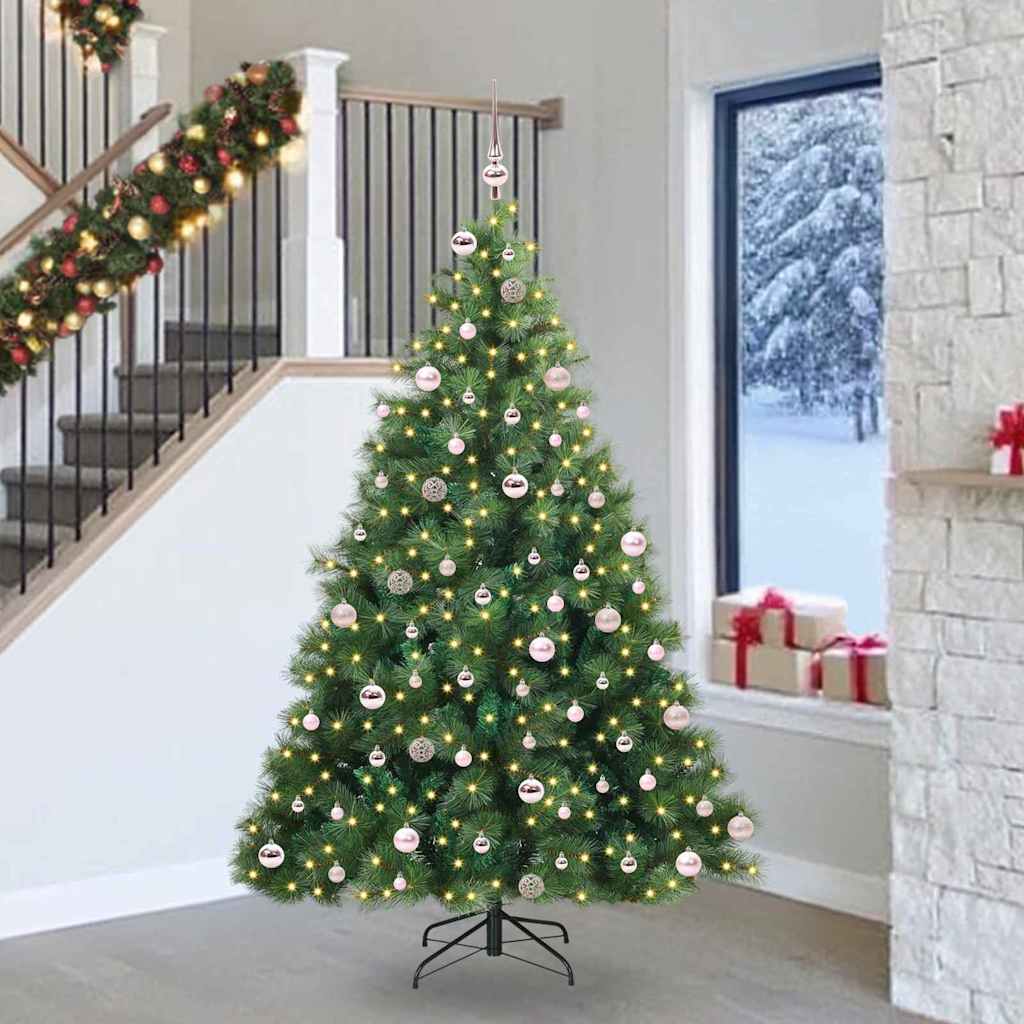 Kunstig juletre med 300 LED med stativ grønn 240 cm PE og PVC