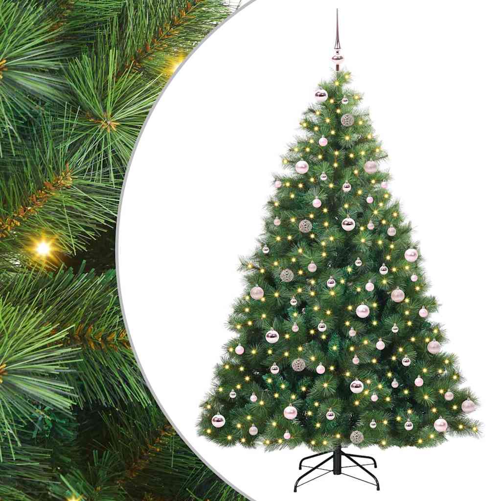 Kunstig juletre med 300 LED med stativ grønn 240 cm PE og PVC