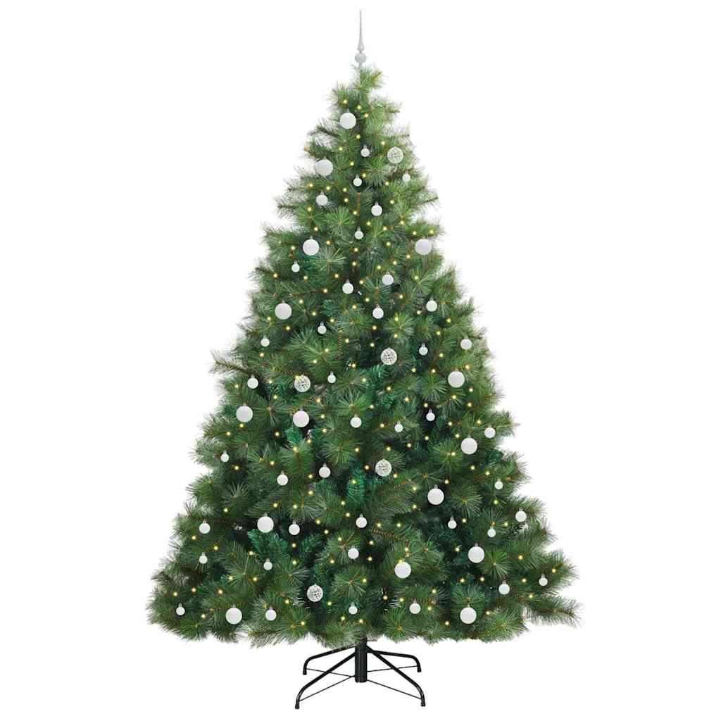 Kunstig juletre med 300 LED med stativ grønn 240 cm PE og PVC