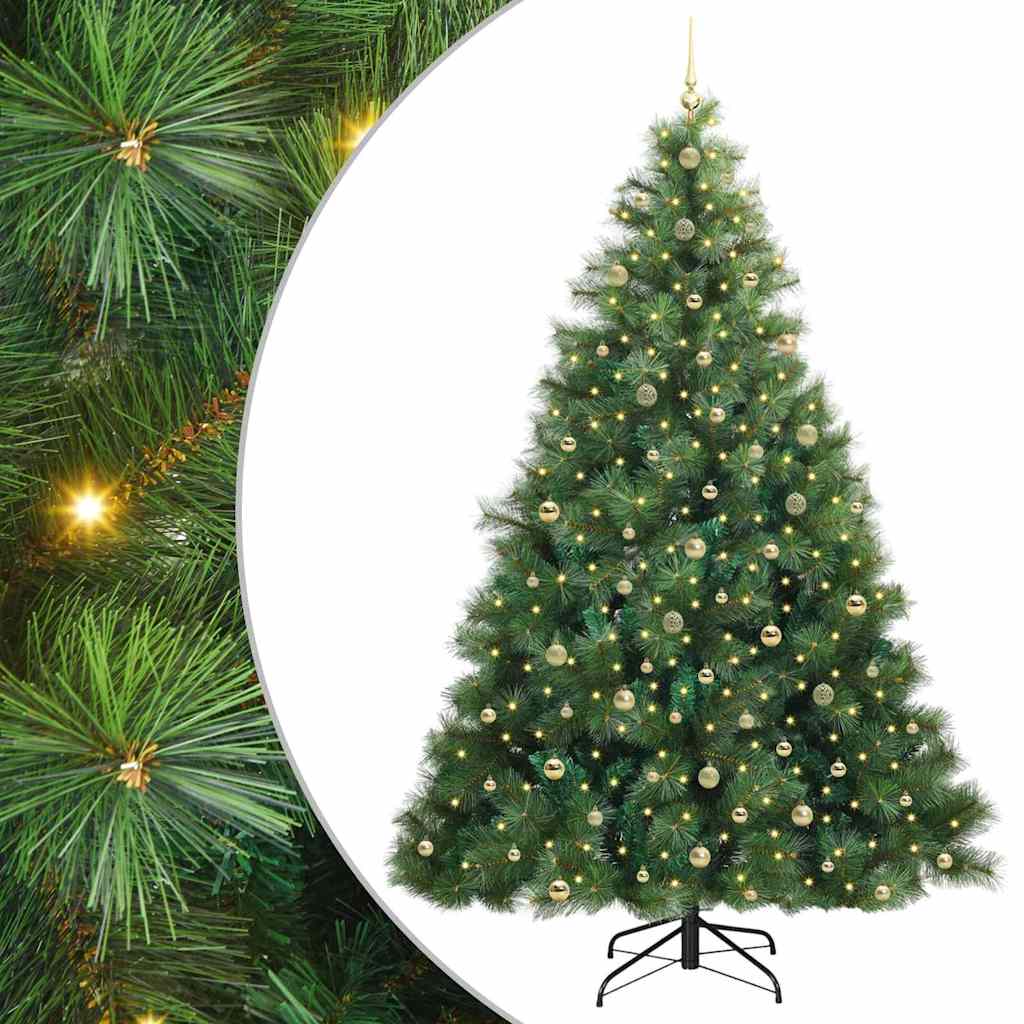 Kunstig juletre med 300 LED med stativ grønn 240 cm PE og PVC