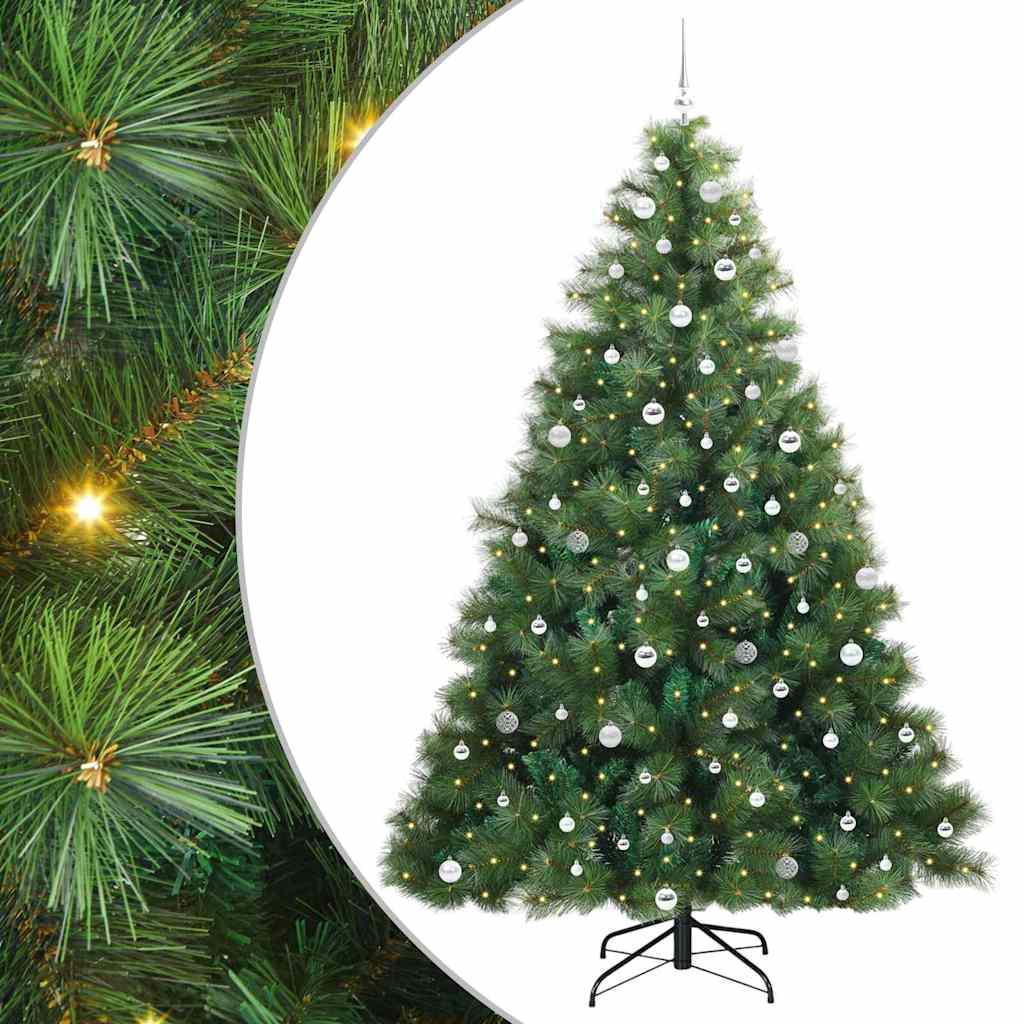 Kunstig juletre med 300 LED med stativ grønn 240 cm PE og PVC