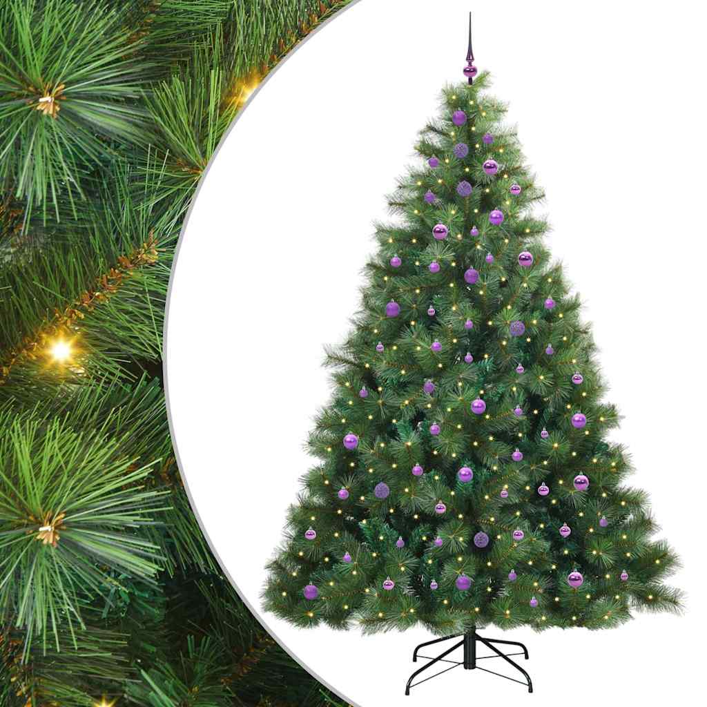 Kunstig juletre med 300 LED med stativ grønn 240 cm PE og PVC