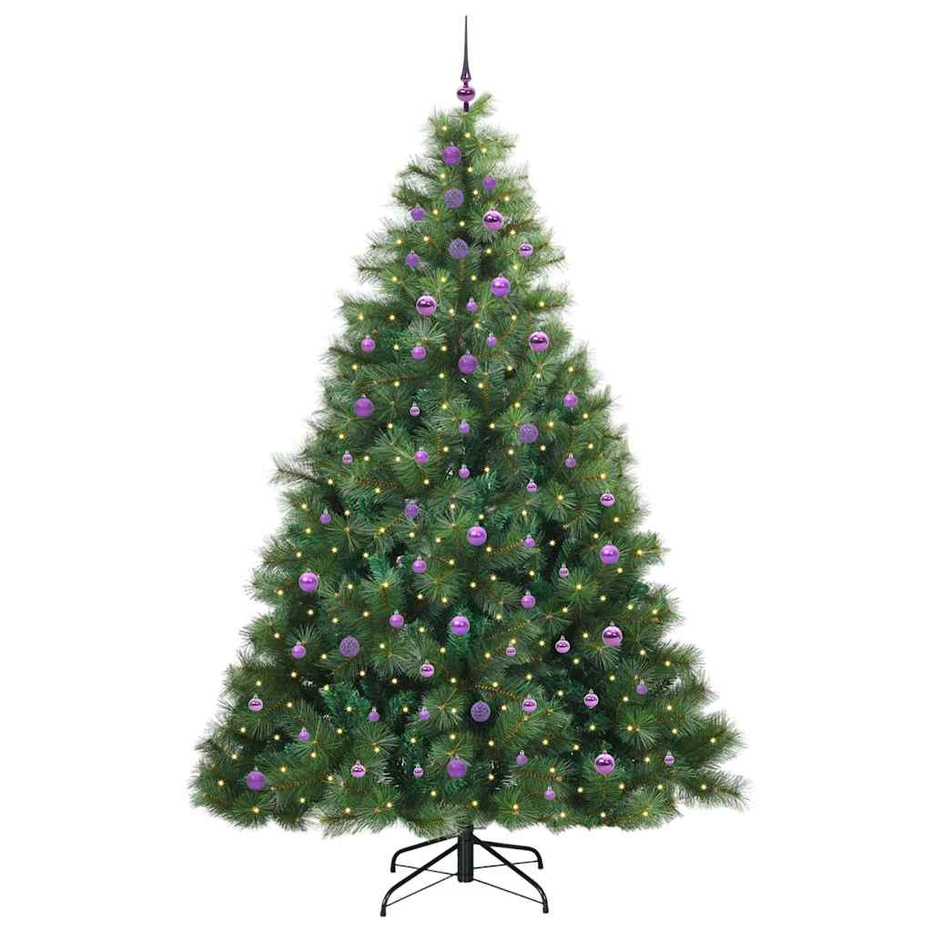 Kunstig juletre med 300 LED med stativ grønn 240 cm PE og PVC