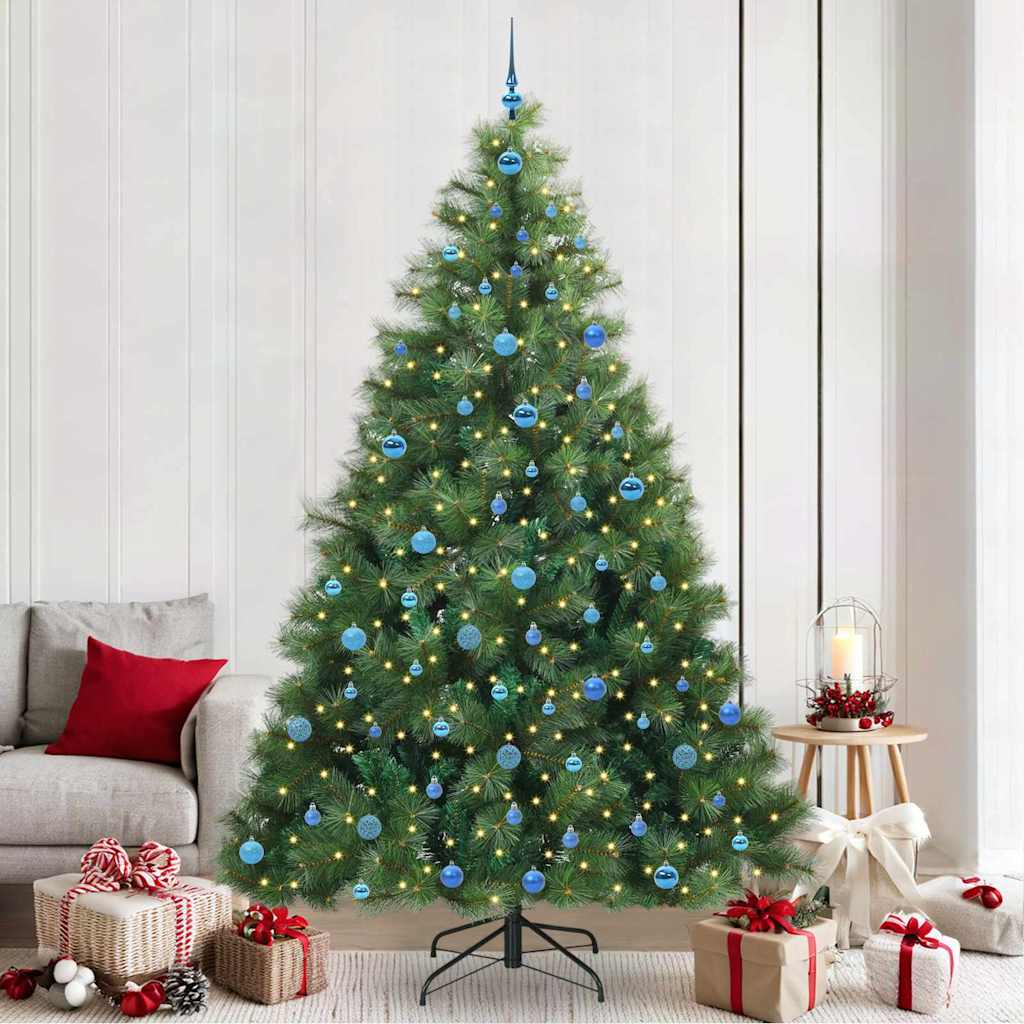 Kunstig juletre med 300 LED med stativ grønn 240 cm PE og PVC