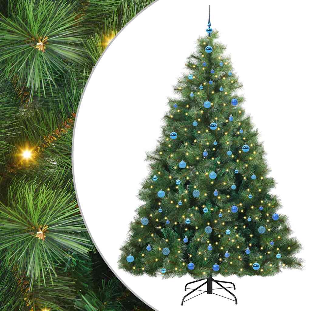 Kunstig juletre med 300 LED med stativ grønn 240 cm PE og PVC