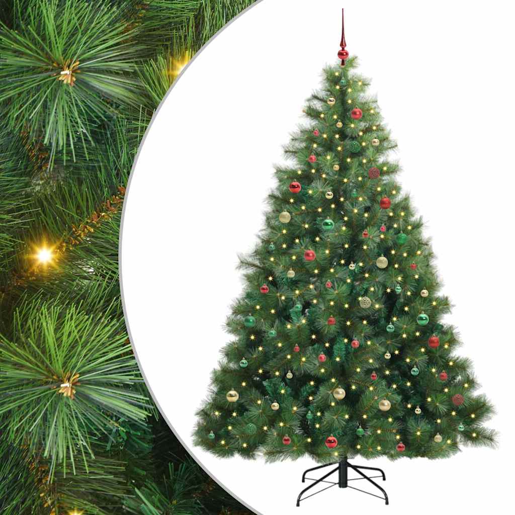 Kunstig juletre med 300 LED med stativ grønn 240 cm PE og PVC
