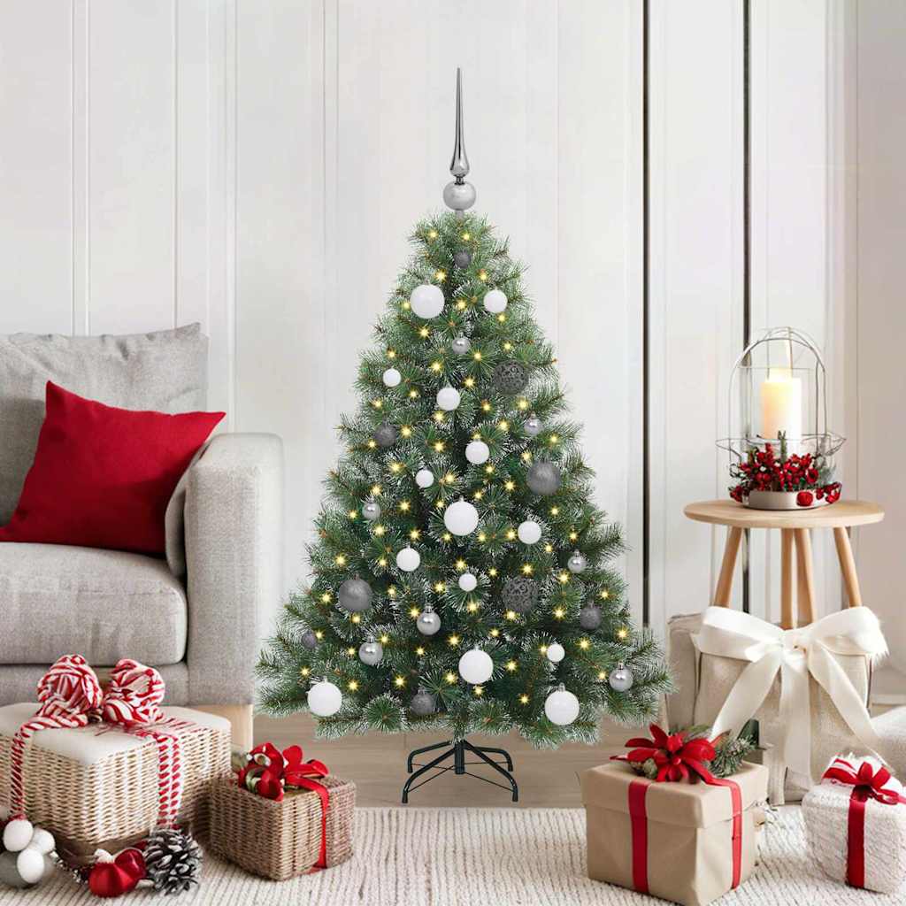 Kunstig juletre med 150 LED med stativ grønn 120 cm PE og PVC