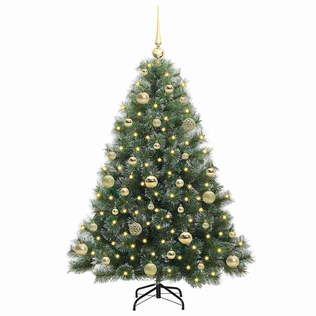 Kunstig juletre med 150 LED med stativ grønn 120 cm PE og PVC