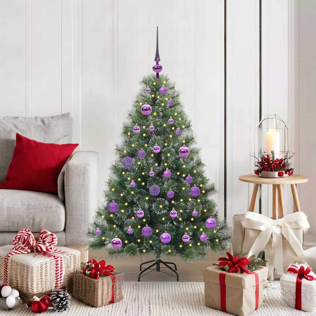 Kunstig juletre med 150 LED med stativ grønn 120 cm PE og PVC