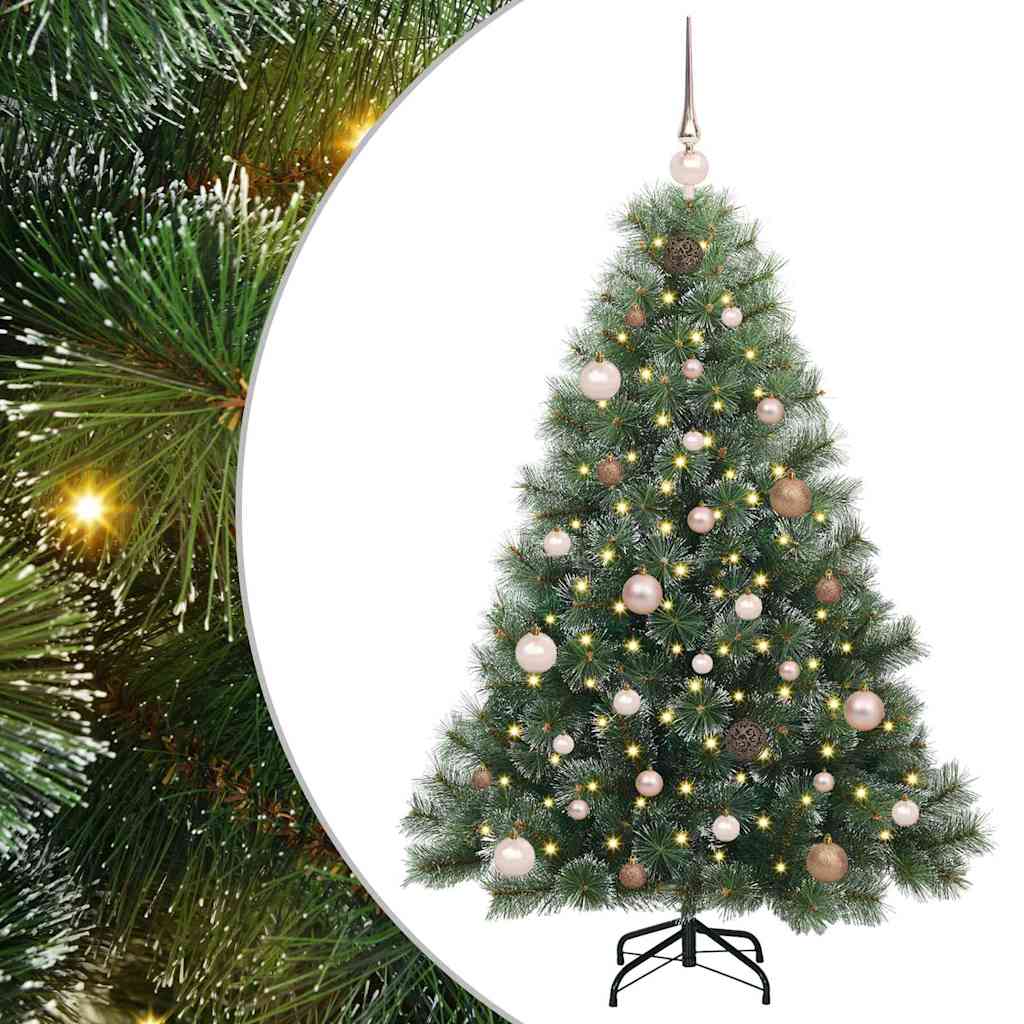 Kunstig juletre med 150 LED med stativ grønn 150 cm PE og PVC