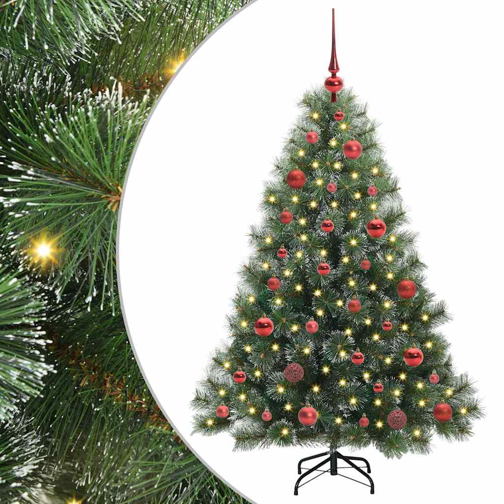 Kunstig juletre med 150 LED med stativ grønn 150 cm PE og PVC