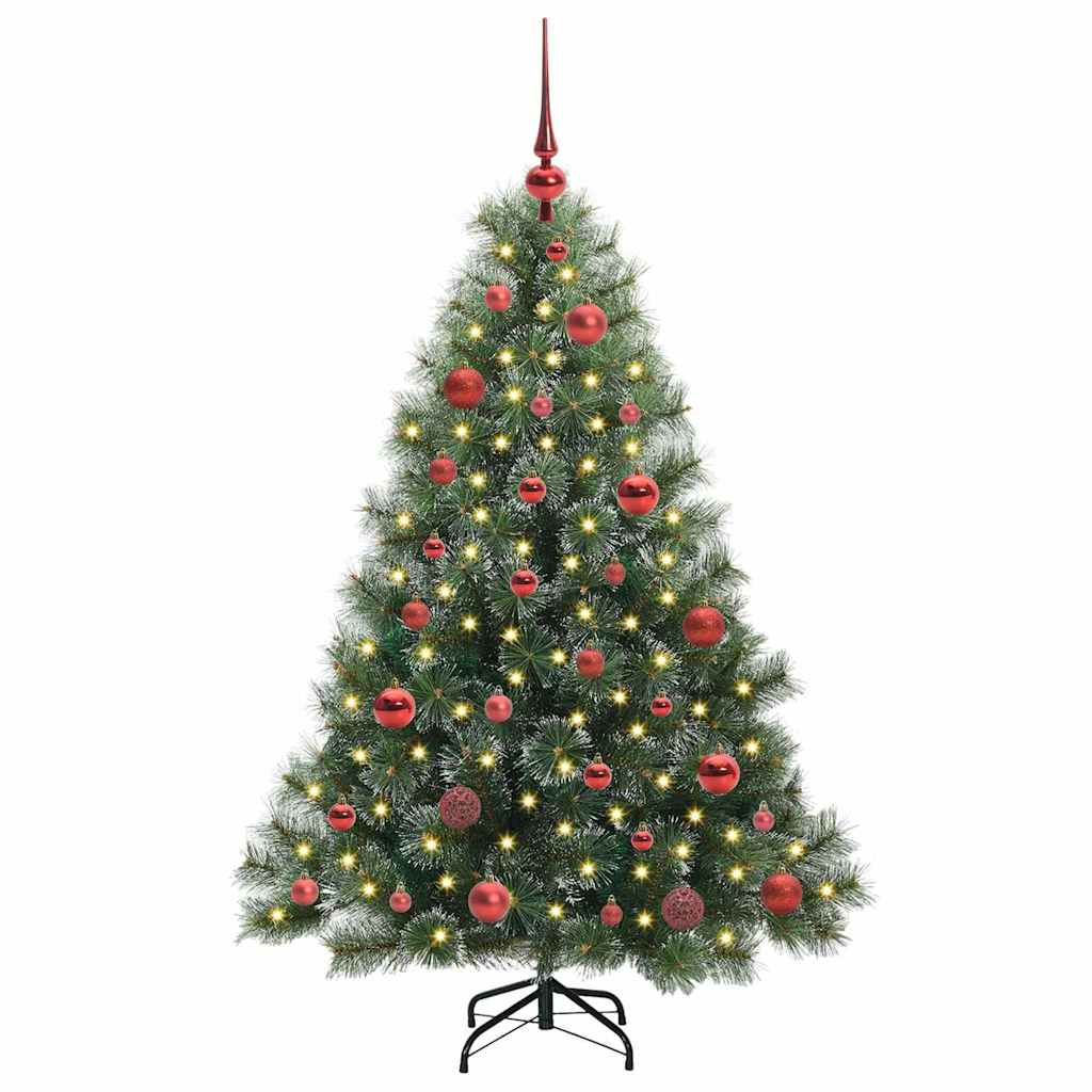 Kunstig juletre med 150 LED med stativ grønn 150 cm PE og PVC