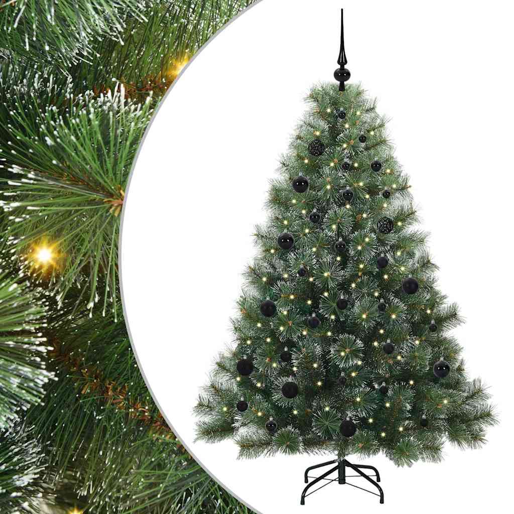 Kunstig juletre med 150 LED med stativ grønn 150 cm PE og PVC