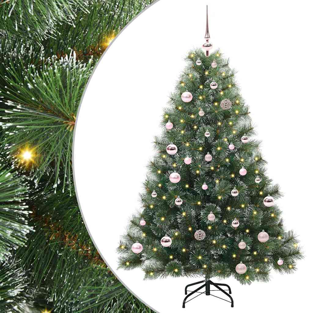 Kunstig juletre med 150 LED med stativ grønn 150 cm PE og PVC