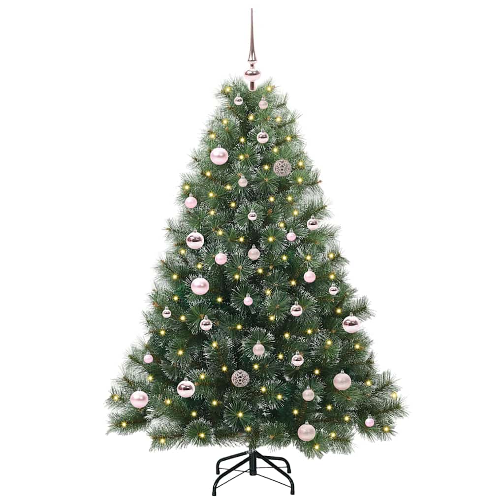 Kunstig juletre med 150 LED med stativ grønn 150 cm PE og PVC