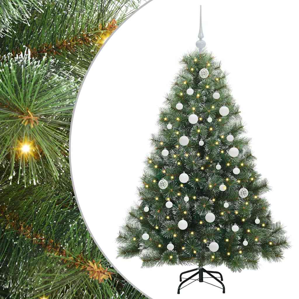 Kunstig juletre med 150 LED med stativ grønn 150 cm PE og PVC