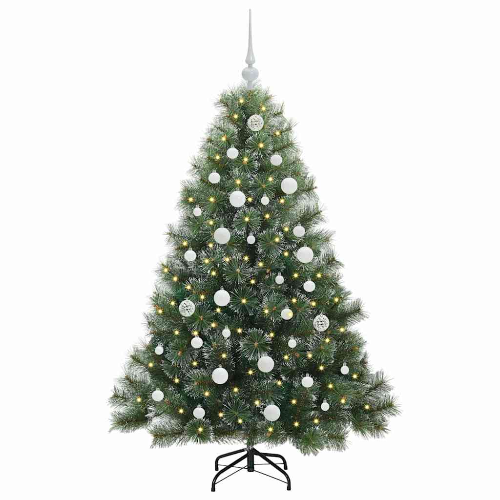 Kunstig juletre med 150 LED med stativ grønn 150 cm PE og PVC