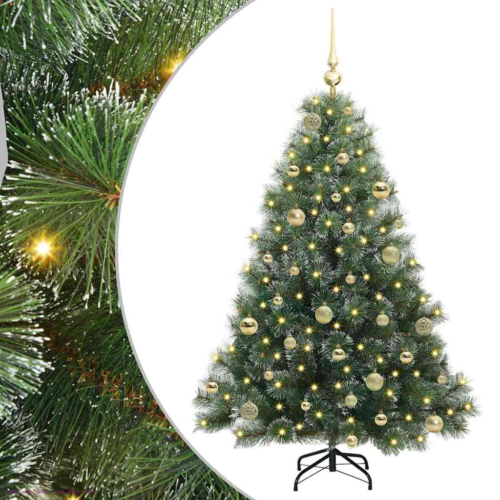 Kunstig juletre med 150 LED med stativ grønn 150 cm PE og PVC