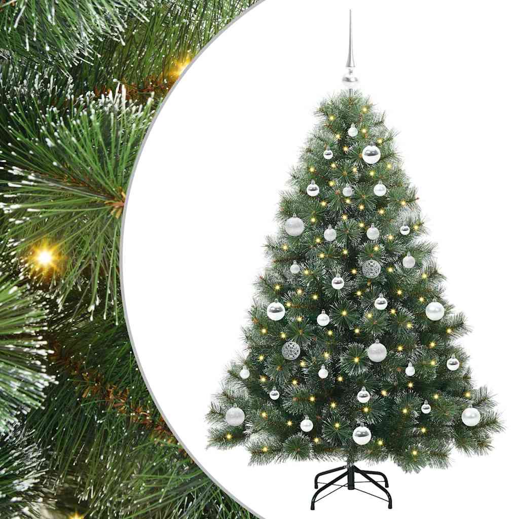 Kunstig juletre med 150 LED med stativ grønn 150 cm PE og PVC