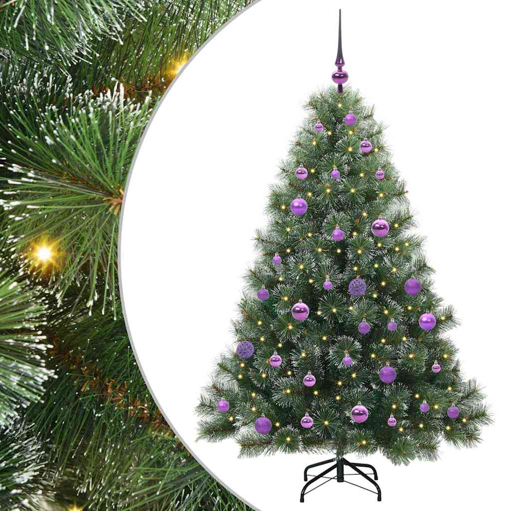 Kunstig juletre med 150 LED med stativ grønn 150 cm PE og PVC