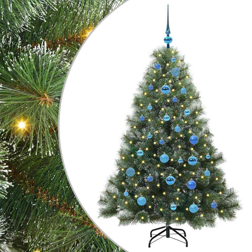 Kunstig juletre med 150 LED med stativ grønn 150 cm PE og PVC