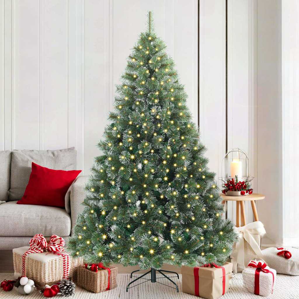 Kunstig juletre med 300 LED med stativ grønn 180 cm PE og PVC