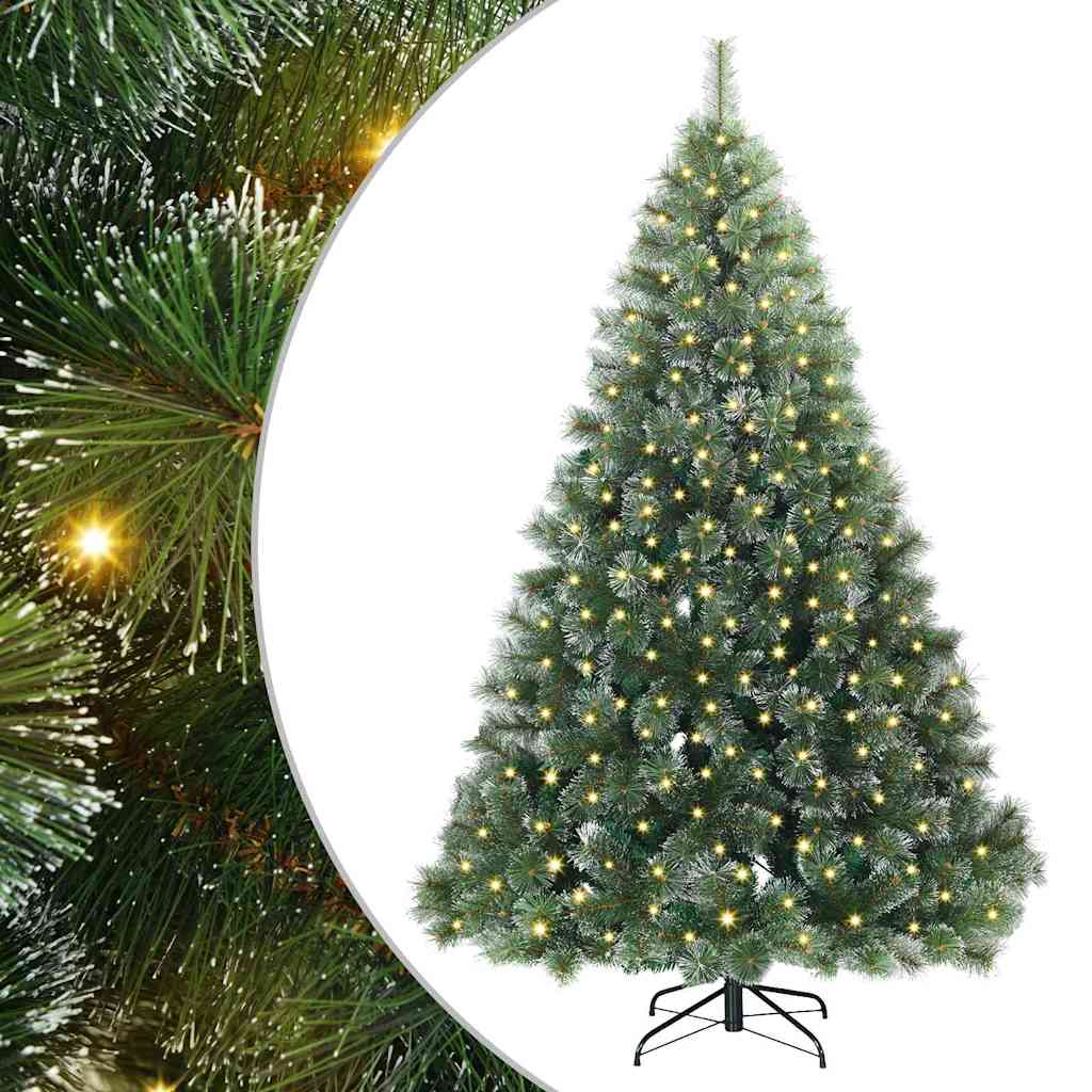 Kunstig juletre med 300 LED med stativ grønn 180 cm PE og PVC