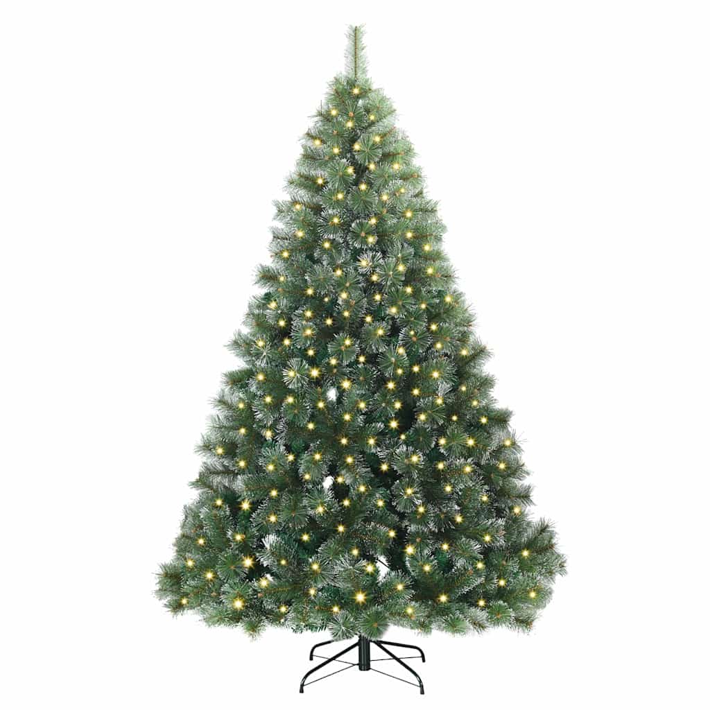 Kunstig juletre med 300 LED med stativ grønn 180 cm PE og PVC