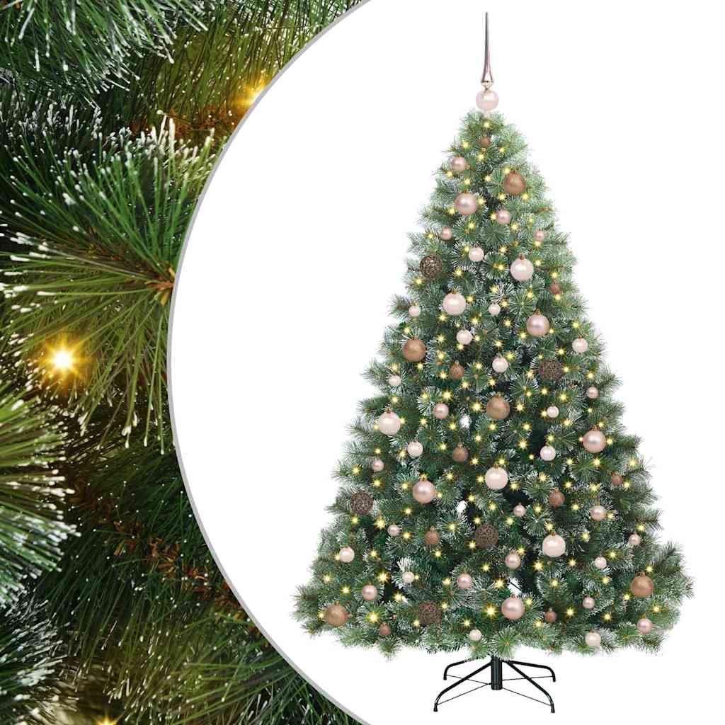 Kunstig juletre med 300 LED med stativ grønn 180 cm PE og PVC