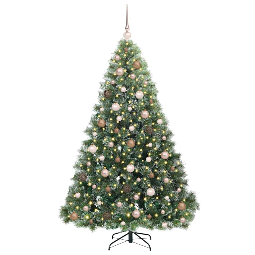 Kunstig juletre med 300 LED med stativ grønn 180 cm PE og PVC
