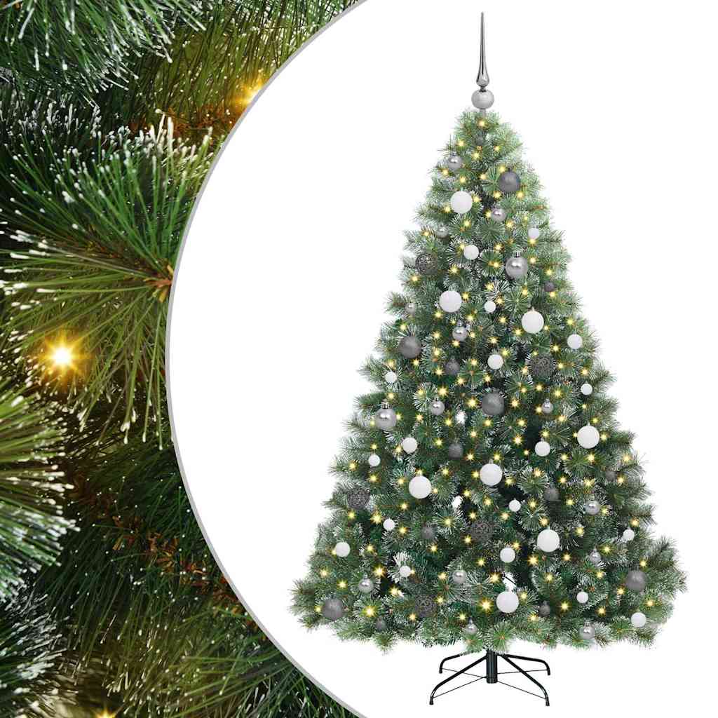 Kunstig juletre med 300 LED med stativ grønn 180 cm PE og PVC