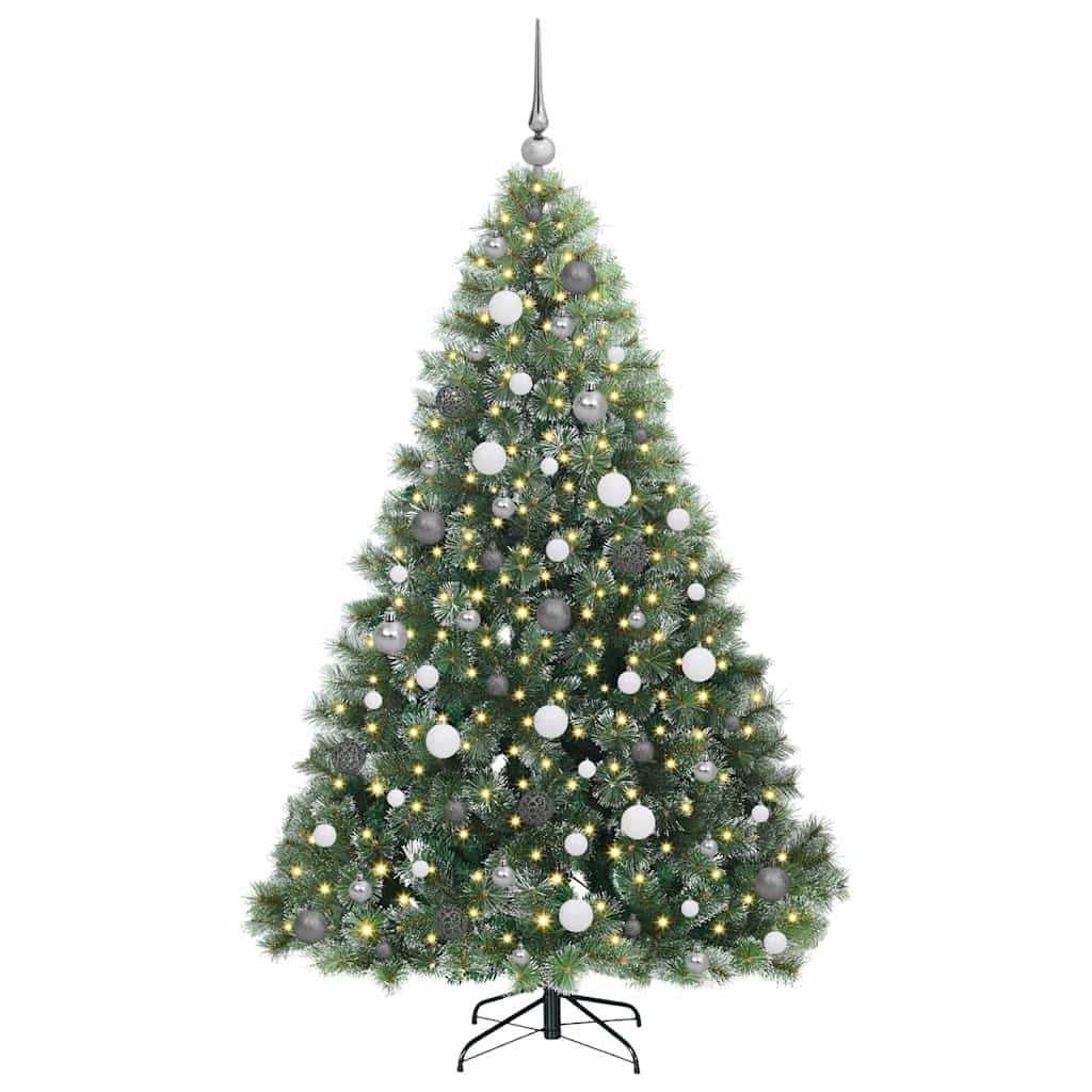 Kunstig juletre med 300 LED med stativ grønn 180 cm PE og PVC