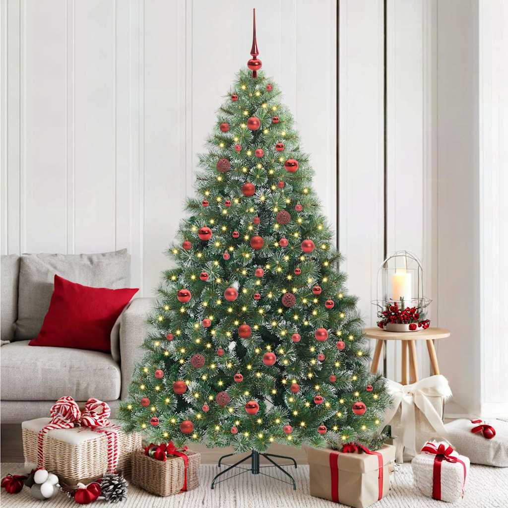 Kunstig juletre med 300 LED med stativ grønn 180 cm PE og PVC