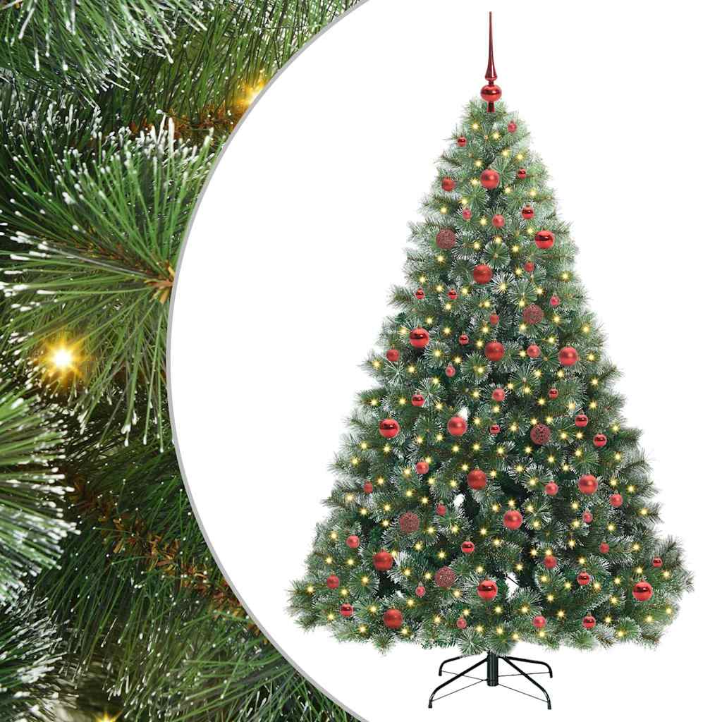 Kunstig juletre med 300 LED med stativ grønn 180 cm PE og PVC