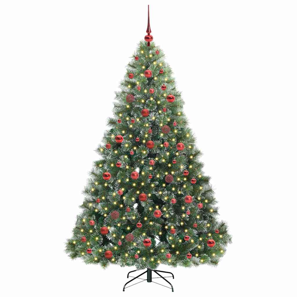 Kunstig juletre med 300 LED med stativ grønn 180 cm PE og PVC