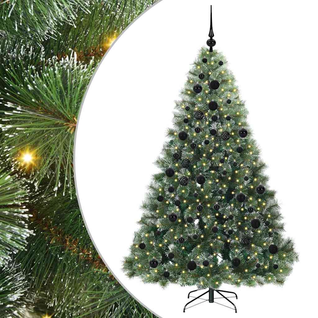 Kunstig juletre med 300 LED med stativ grønn 180 cm PE og PVC