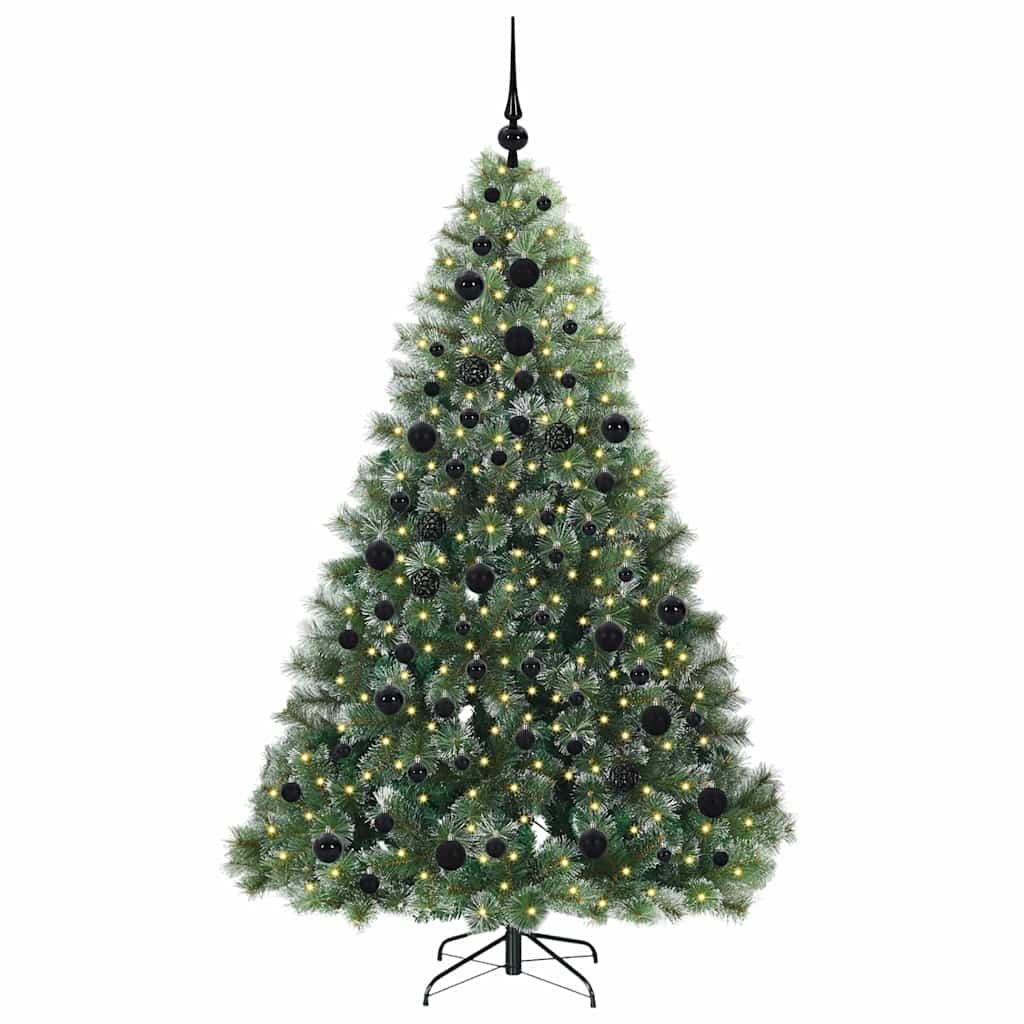 Kunstig juletre med 300 LED med stativ grønn 180 cm PE og PVC