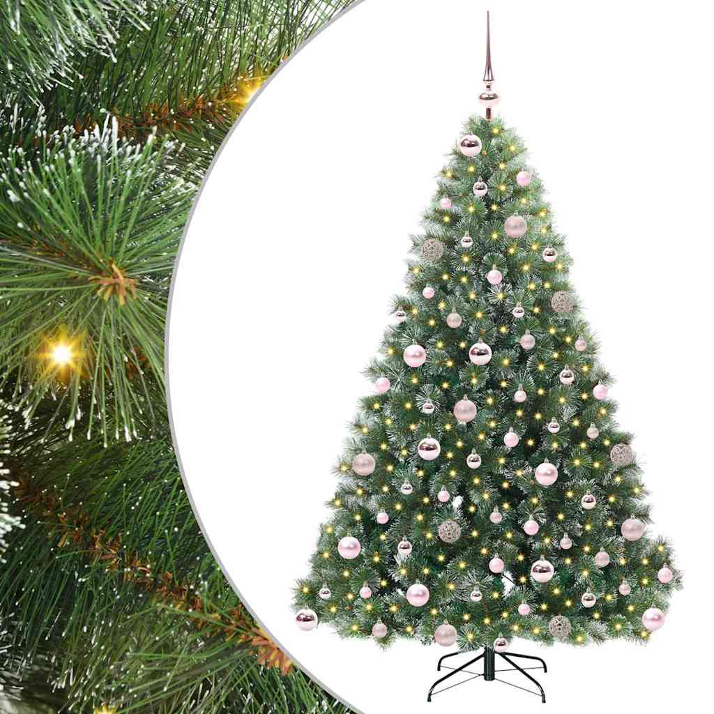 Kunstig juletre med 300 LED med stativ grønn 180 cm PE og PVC