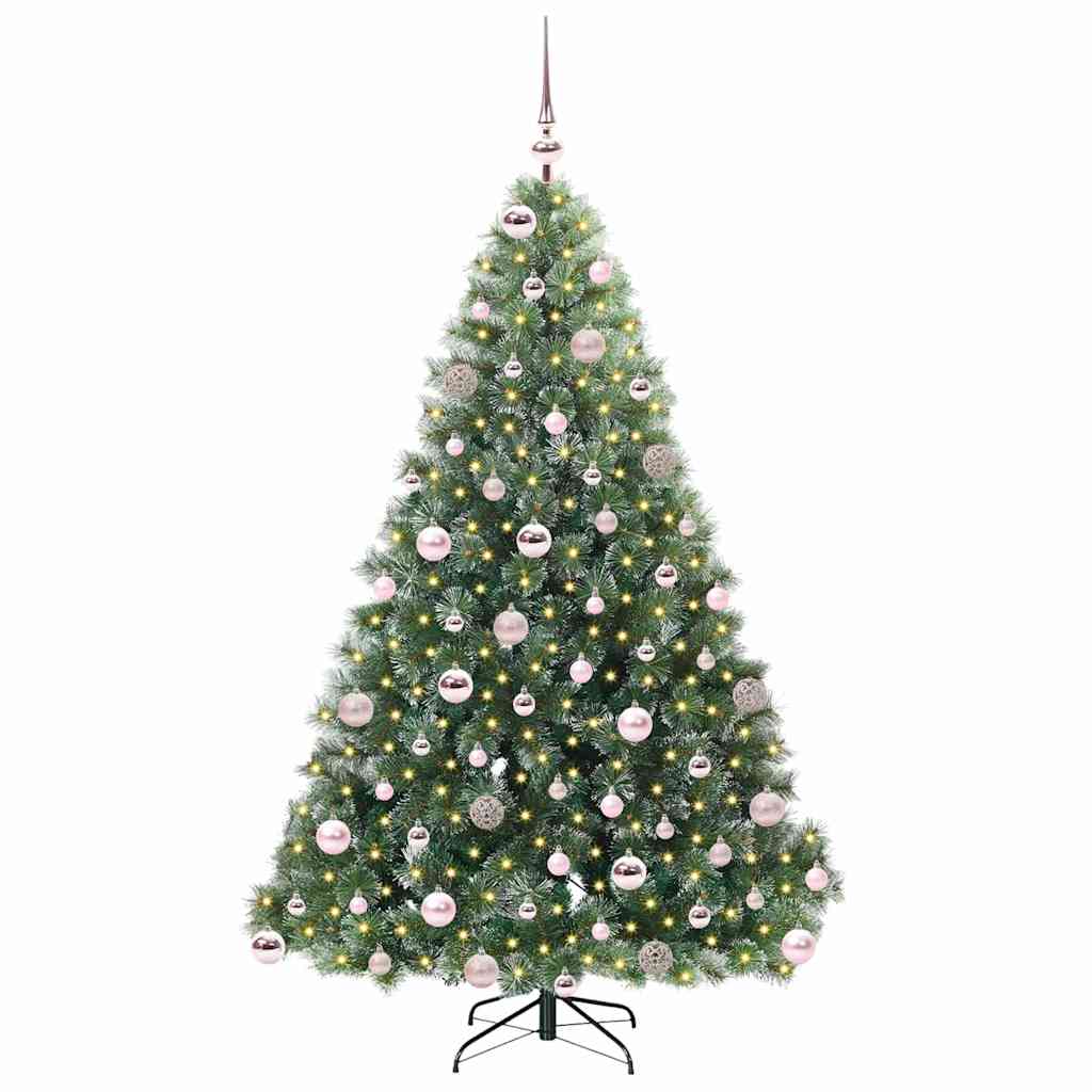 Kunstig juletre med 300 LED med stativ grønn 180 cm PE og PVC
