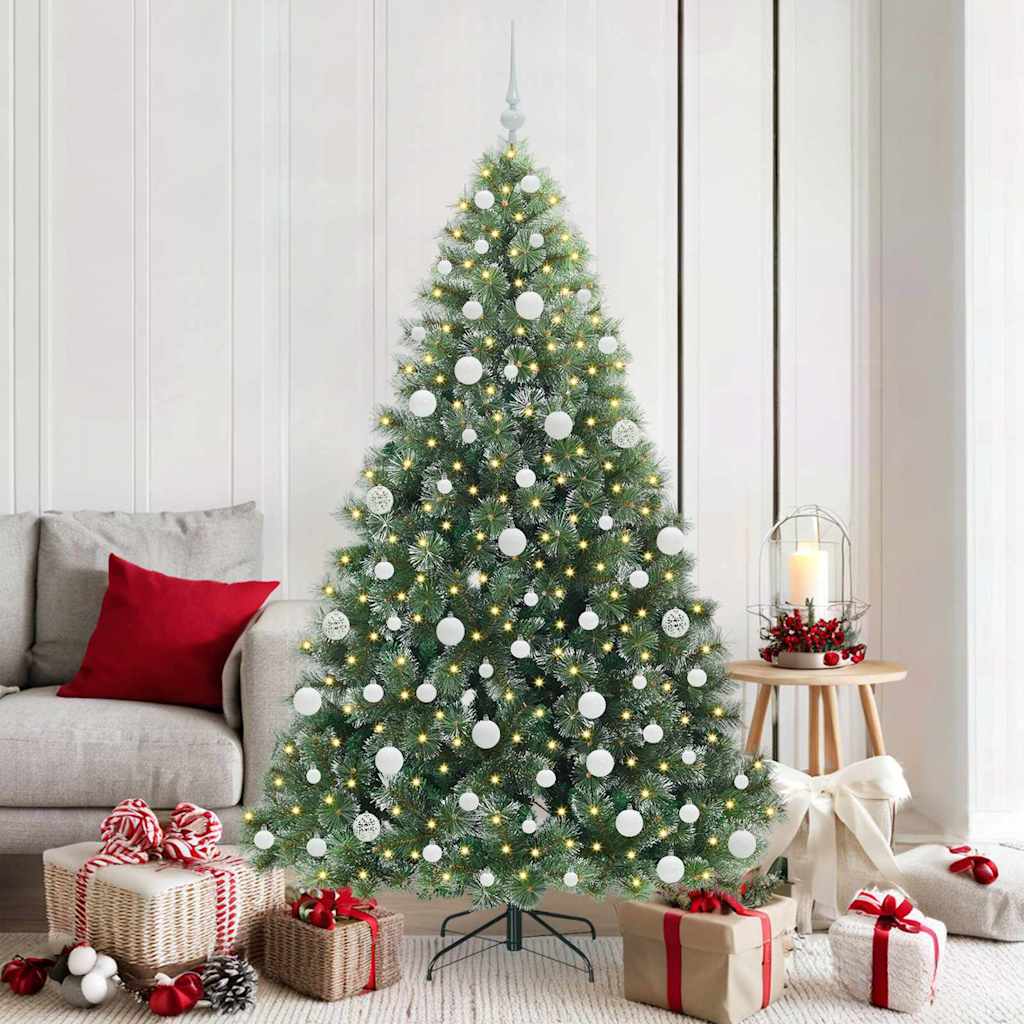 Kunstig juletre med 300 LED med stativ grønn 180 cm PE og PVC