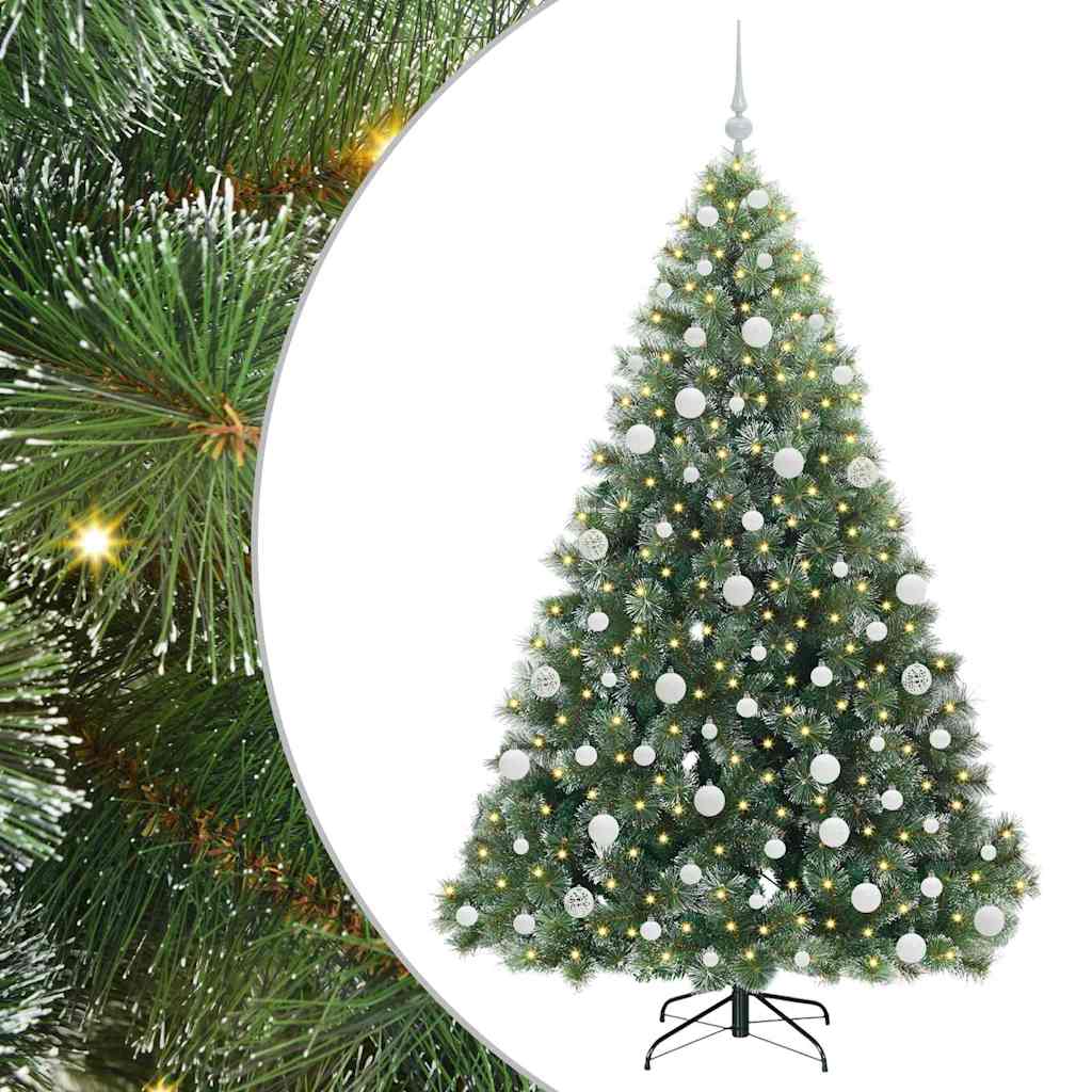 Kunstig juletre med 300 LED med stativ grønn 180 cm PE og PVC